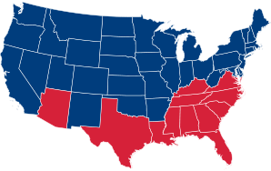 Hughes Service Areas Map Spanning from Arizona to Florida